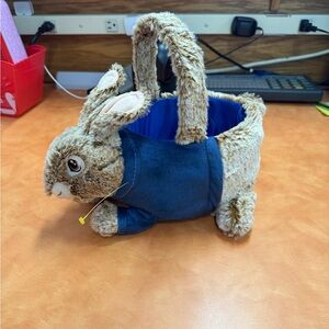 Peter Rabbit Plush Easter Bunny Basket - Brown and Blue